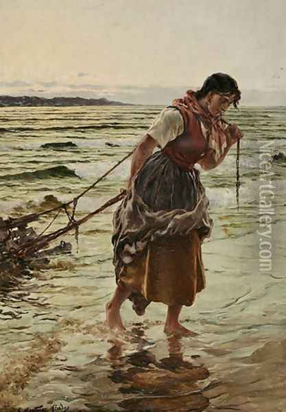 Pescadora Oil Painting - Juan Abades