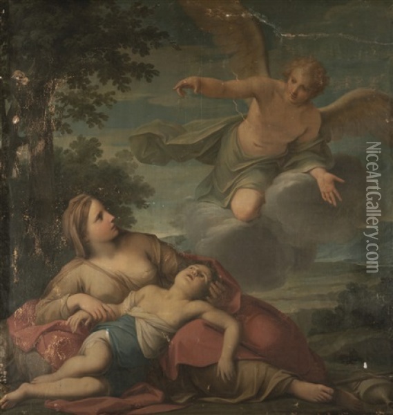 Hagar And The Angel Oil Painting - Marc Antonio Franceschini