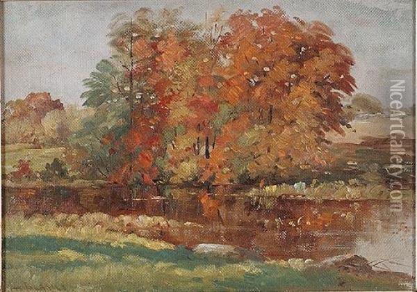 Autumn Landscape With Stream Oil Painting - Edward E. Burrill