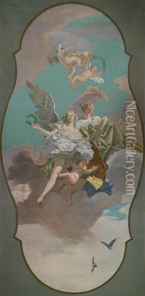 Der Triumph Der Tugend Und Des Ruhms Oil Painting - Ermenegildo Antonio Donadini