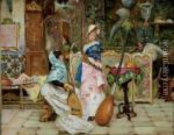 Les Musiciennes Oil Painting - Enrique Serra y Auque