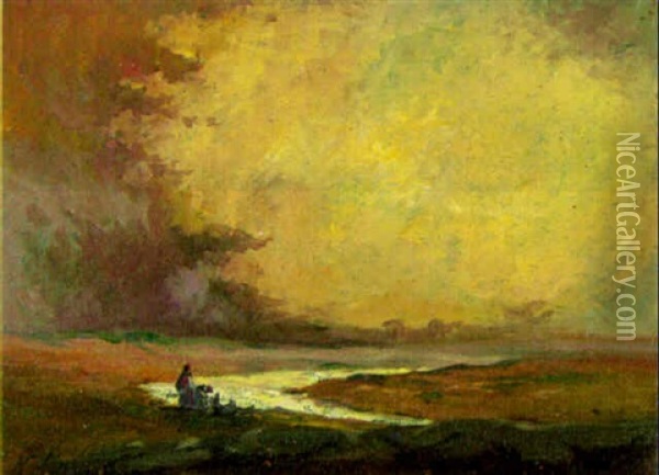 Evening, Malahide Sands Oil Painting - Nathaniel Hone the Younger