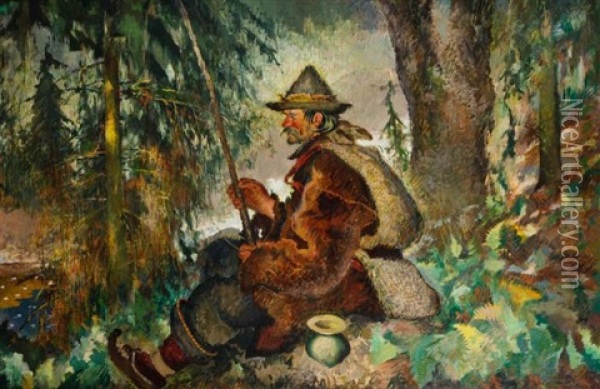 Rybak Huculski Oil Painting - Kazimierz Sichulski