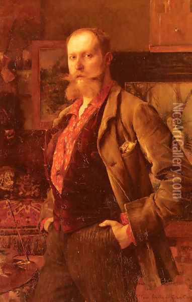 Portrait of Gustave Courtois Oil Painting - Pascal-Adolphe-Jean Dagnan-Bouveret