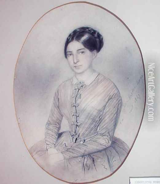 Posthumous portrait of Leopoldine Hugo 1824-43 Oil Painting - Adele Julie Hugo
