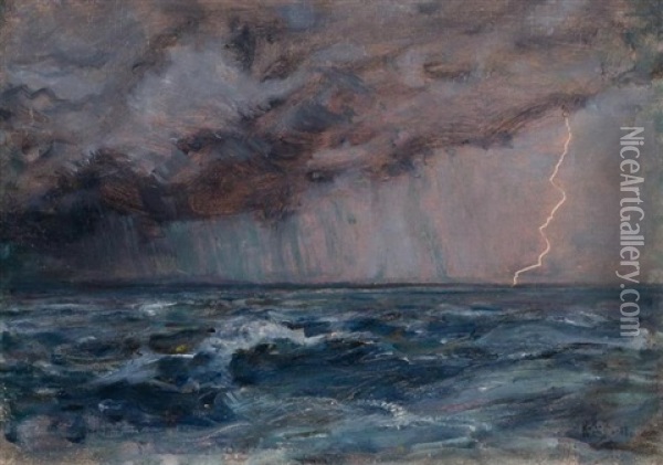 Caribbean Sea During A Thunderstorm Oil Painting - Howard Russell Butler