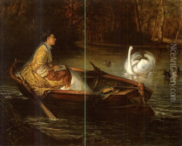 Repos D'une Elegante En Barque Sur Un Lac Oil Painting - Philipp Rumpf