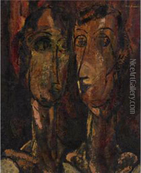 Two Heads Oil Painting - Alfred Henry Maurer