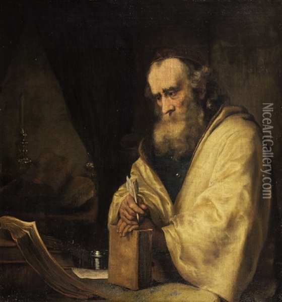 Philosopher (or Apostel) With Quill And Book Oil Painting - Ferdinand Bol