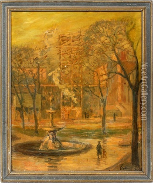 Fountain Park Oil Painting - Julius Rolshoven