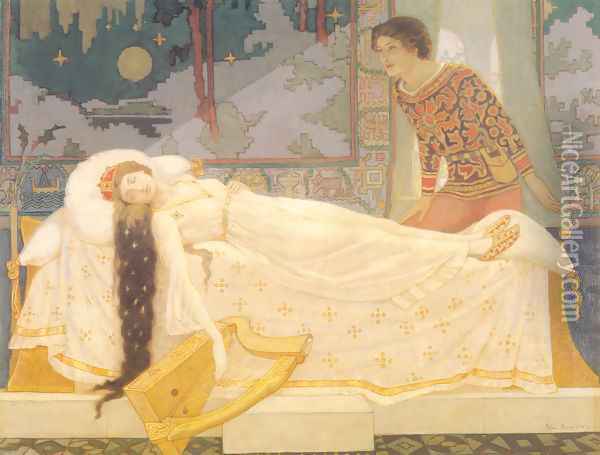 The Sleeping Princess Oil Painting - John Duncan