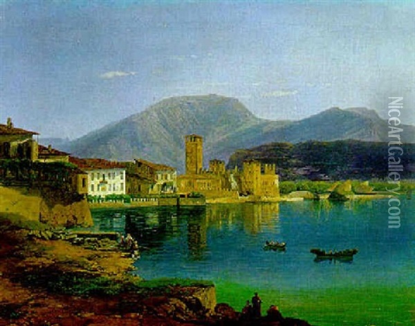 Blick Auf Riva Am Gardasee Oil Painting - Thomas Ender