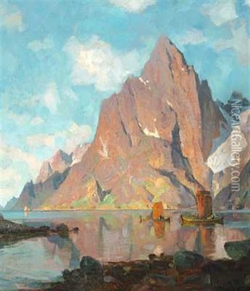 Sejlbade, Lofoten I Norge Oil Painting - Thorolf Holmboe