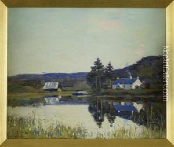 By The Lochside Oil Painting - Robert Mcgown Coventry