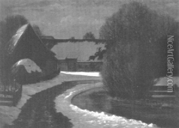 Bauernhof Im Winter Oil Painting - Otto Rau