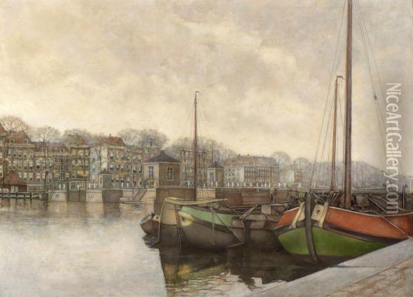 View Of The 'magere Brug' Bridge Across The Amstel Oil Painting - Frans Everbag