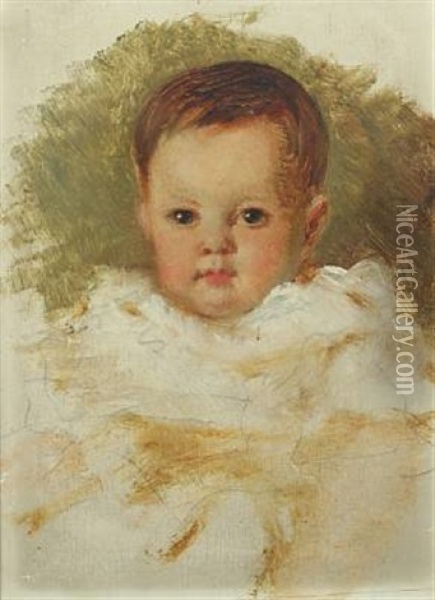 Child's Portait (study) Oil Painting - Karl Friedrich Johann von Mueller