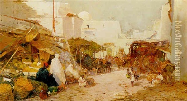 A Street In Morocco Oil Painting - George Charles Haite