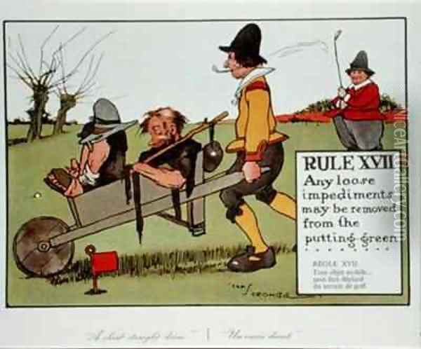 Rule XVII Any loose impediments may be removed from the putting green Oil Painting - Charles Crombie