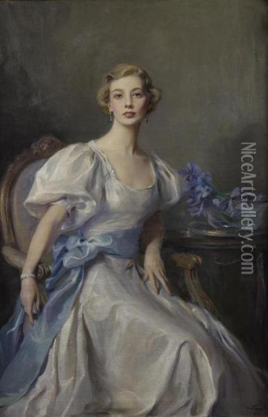 Portrait Of Cecile Rankin Oil Painting - Philip Alexius De Laszlo