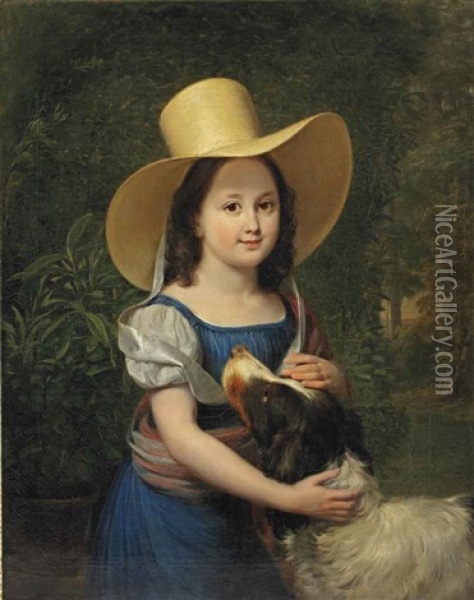 Portrait Of The Artist's Daughter Frederica Wilhelmina Margaretha Elisabeth Pieneman (1817-1835) Oil Painting - Jan Willem Pieneman