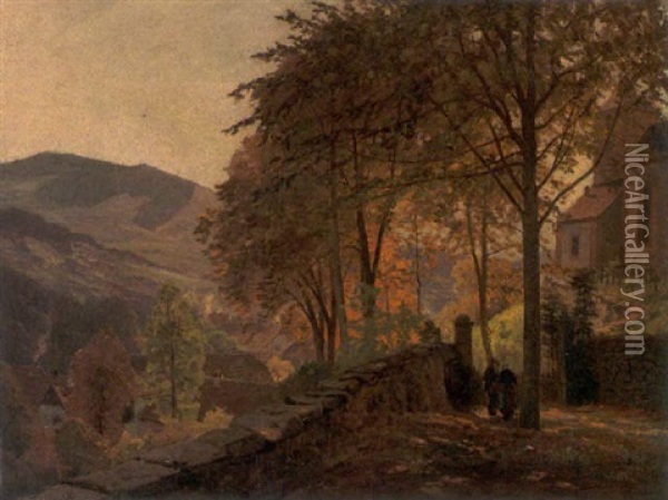 Herbstliches Dorfidyll Aus Dem Mittelgebirge Oil Painting - Carl Von Der Hellen