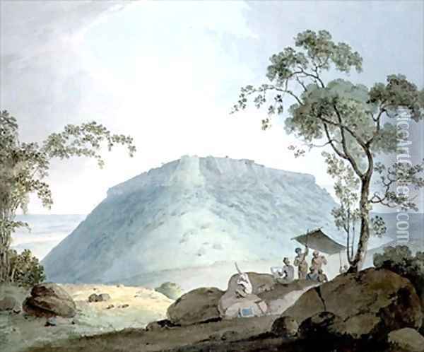 South East View of Hill Fort of Bijaigaih Bihar Oil Painting - William Daniell RA