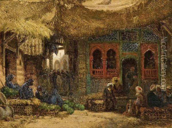 Bazar In Cairo Oil Painting - Bernard Fiedler