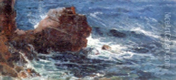 A Rocky Coastline Oil Painting - Karl Mediz