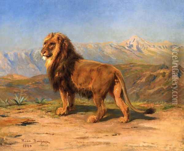 Lion in a Landscape Oil Painting - Rosa Bonheur