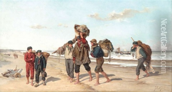 No. 2 Return Of The Fishing Oil Painting - Felix Cogen