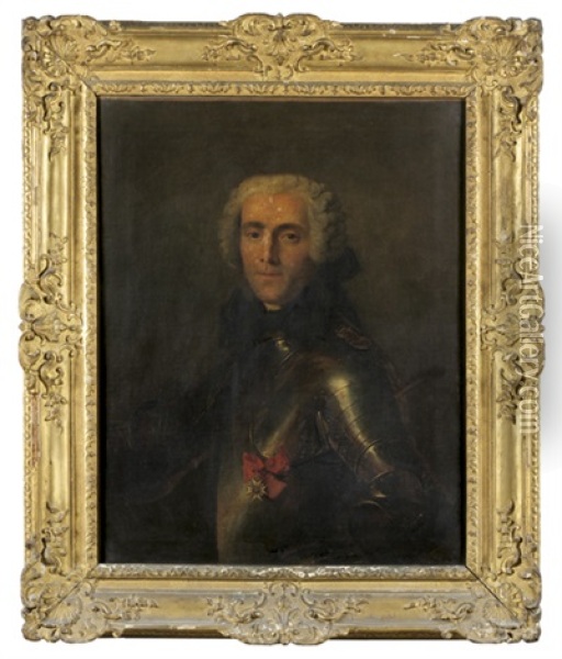 Portrait D'homme En Cuirasse Oil Painting - Robert Levrac-Tournieres