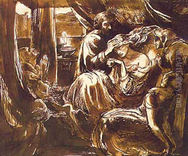 Study for the Death of Lady Macbeth Oil Painting - Dante Gabriel Rossetti