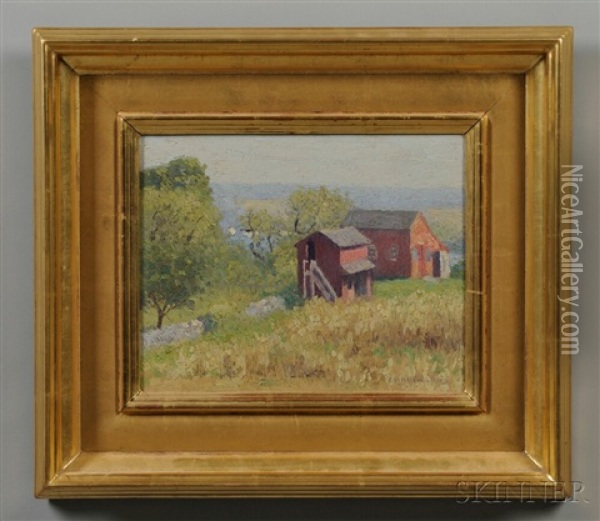 Red Barns Oil Painting - Joseph Eliot Enneking