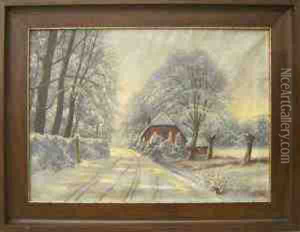 Winter Landscape Oil Painting - Carl Henry Von Ahrens