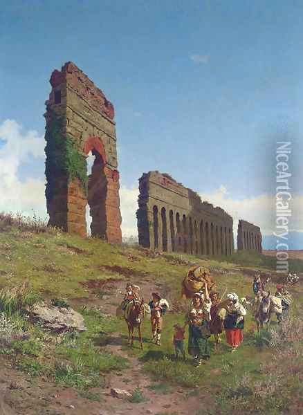 Passing by the Ruins Oil Painting - Pietro Barucci