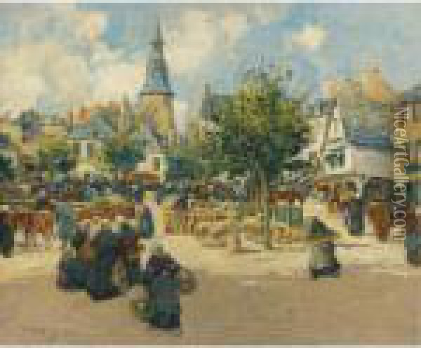 Market Day In Brittany Oil Painting - Fernand Marie Eugene Legout-Gerard
