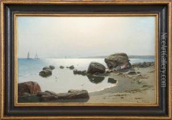 Coastal Scenery From The German Island Of Rugen Oil Painting - Hans Schleich