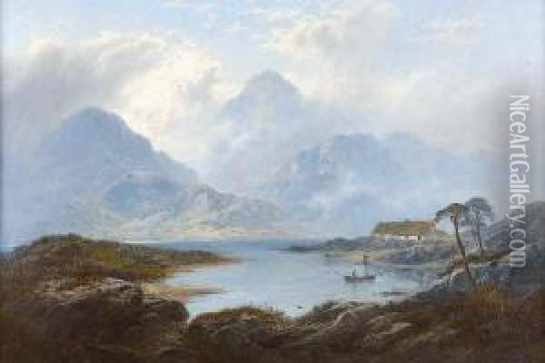 In The Highlands Oil Painting - George Blackie Sticks
