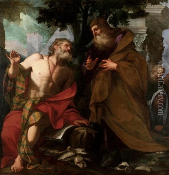 Episodio Della Vita Di Sant'antonio Abate Oil Painting - Antonio Carneo