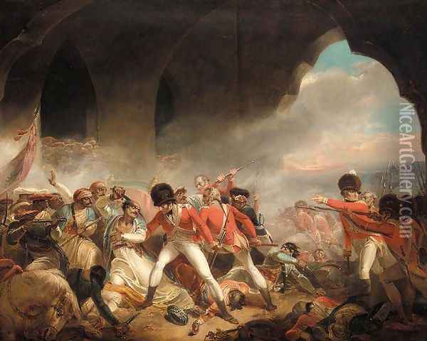 The Last Effort and Fall of Tippoo Sultan c. 1800 Oil Painting - Henry Singleton