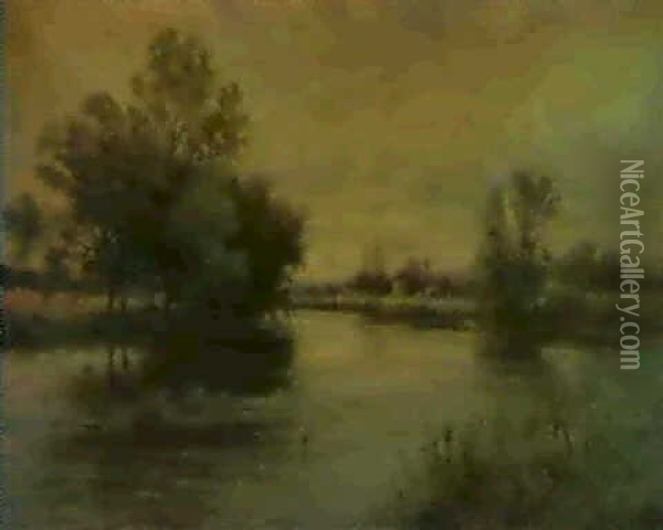 Penton Hook On The Thames Oil Painting - Alfred Augustus Glendening Sr.