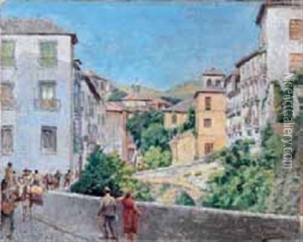 Granada, Carrera Del Darro Oil Painting - Edouard Voets