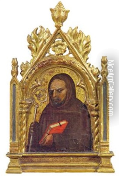 A Saint With A Crozier Oil Painting - Biagio di Giorgio da Trau