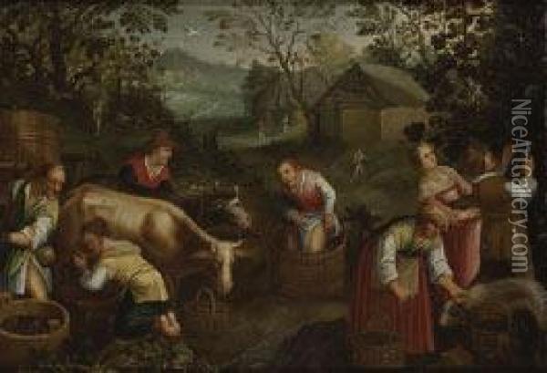 El Otono Oil Painting - Jacopo Bassano (Jacopo da Ponte)
