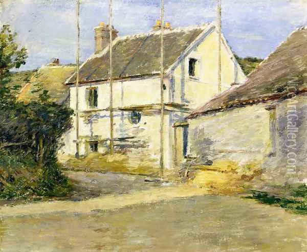 House With Scaffolding Oil Painting - Theodore Robinson