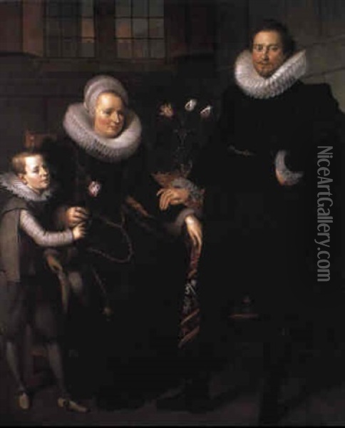 Group Portrait Of A Family Oil Painting - Adam van Noort the Elder