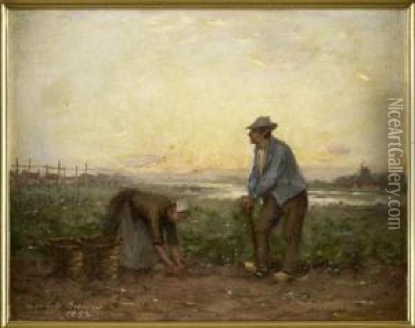 Potato Pickers Oil Painting - William Mason Brown