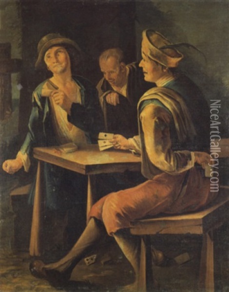 Giocatori Di Carte Oil Painting - Giacomo Francesco Cipper