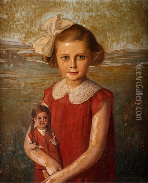 Dziewczynka Z Lalka Oil Painting - Boleslaw Nawrocki